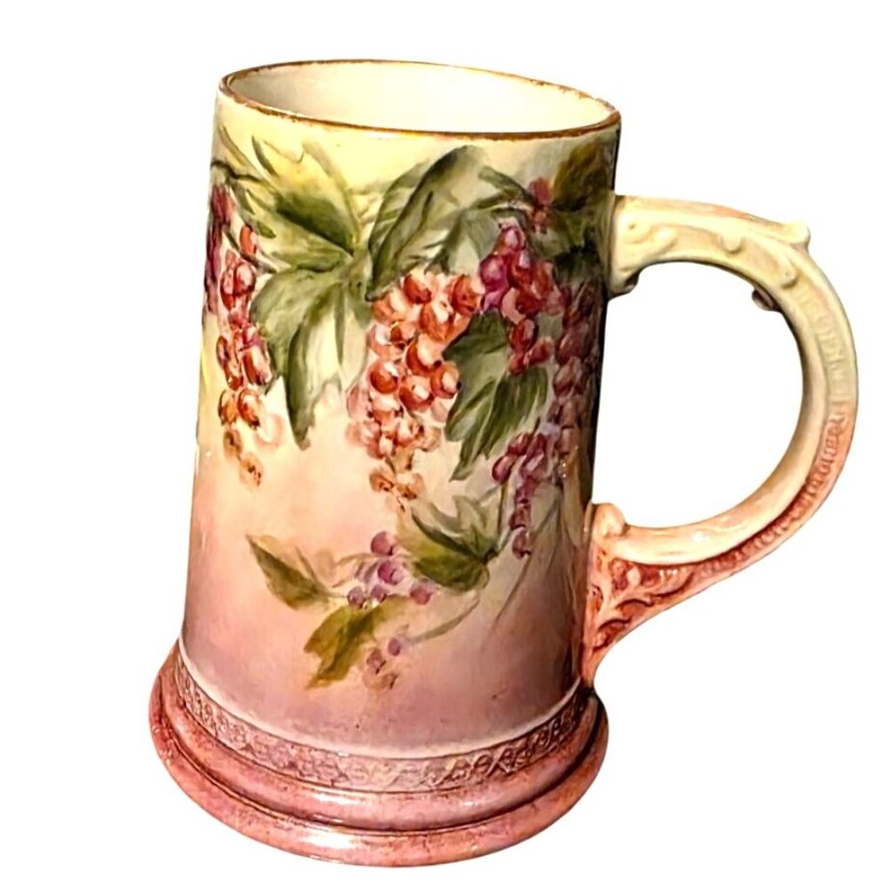 c1896 ANTIQUE AMERICAN BELLEEK CAC PALETTE Signed C. W Cushing STEIN GRAPES LENO